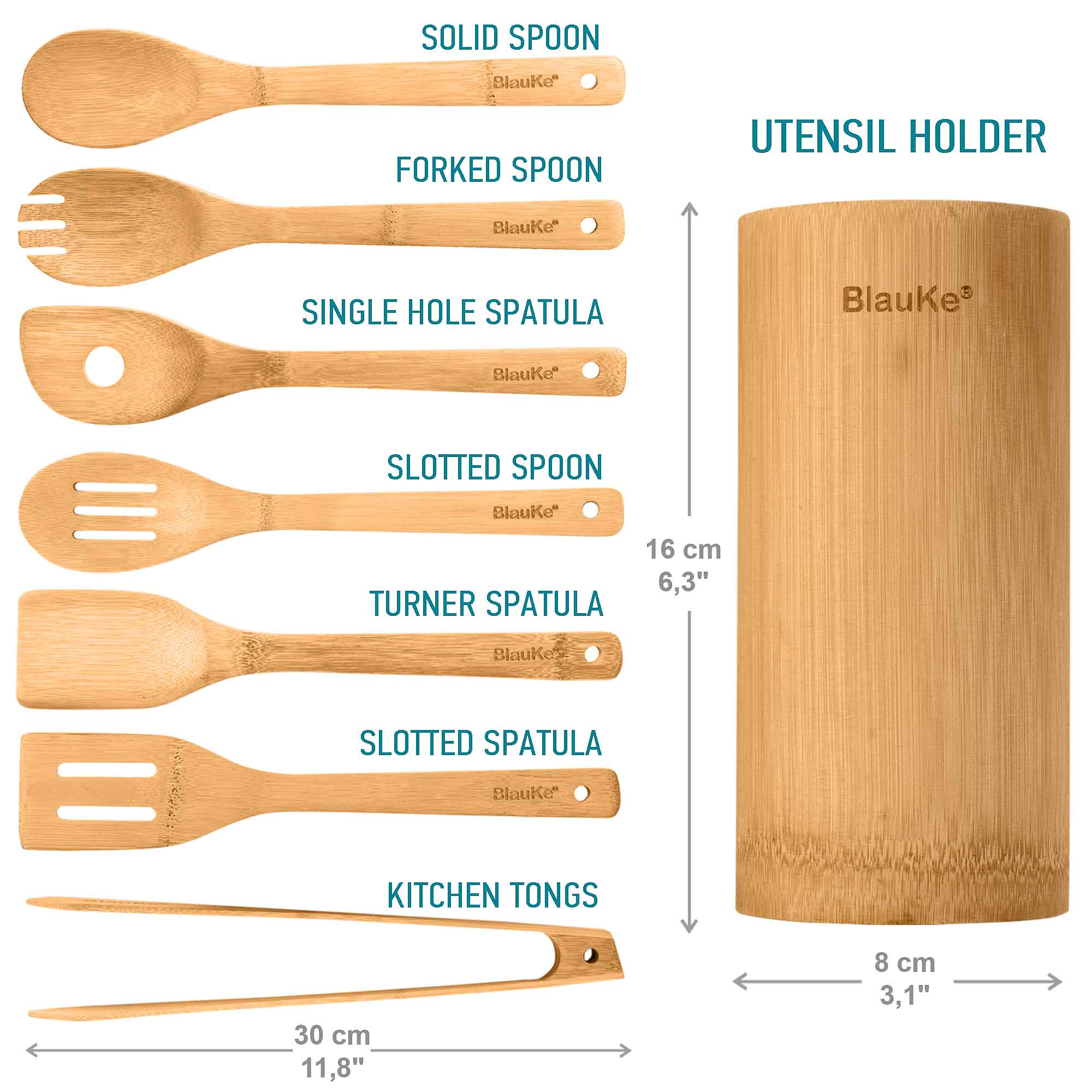 Bamboo Kitchen Utensils Set 8-Pack - Wooden Cooking Utensils for Bamboo Kitchen Utensils Set 8-Pack - Wooden Cooking Utensils for